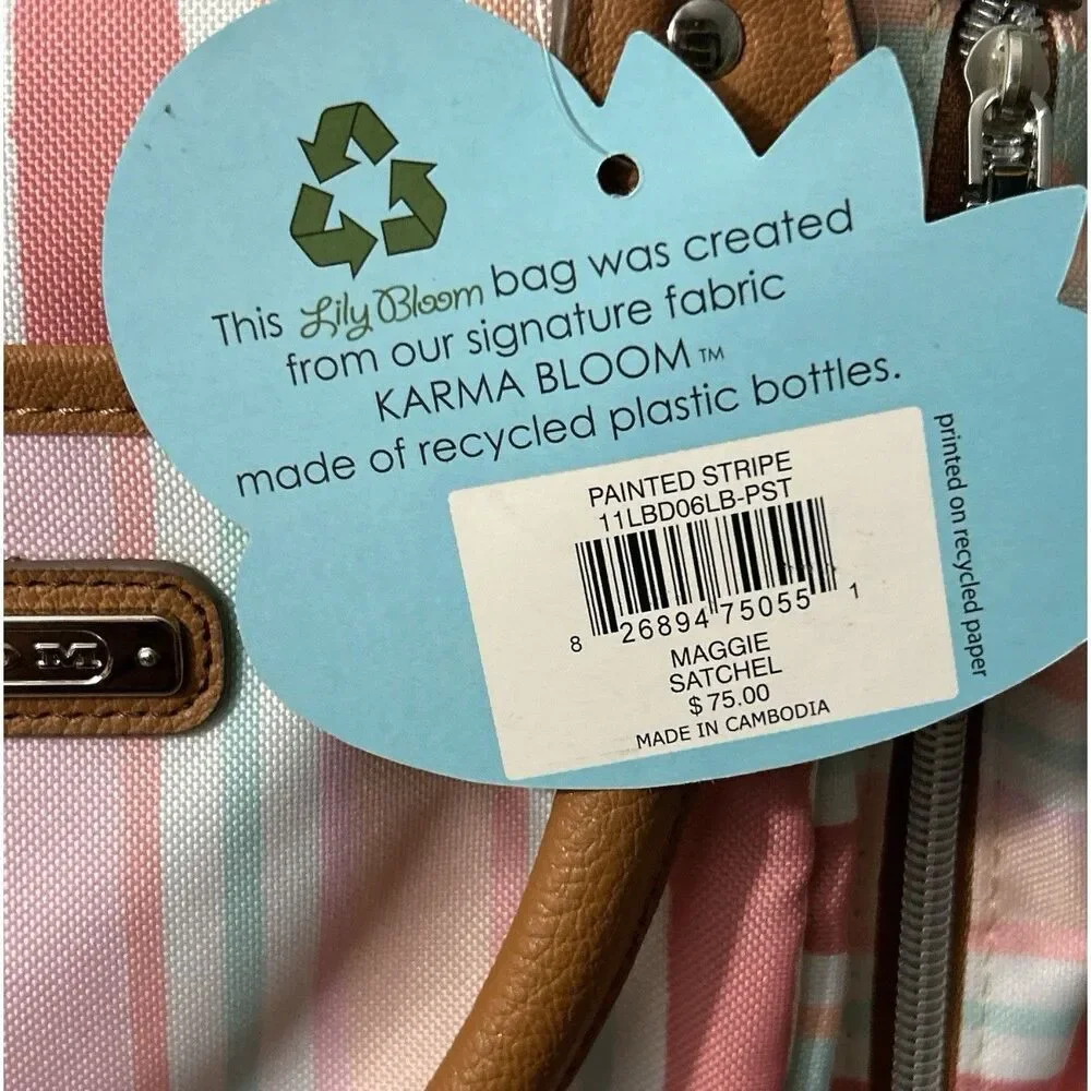 Lily Bloom Maggie Satchel Painted Stripe Eco Friendly NWT MSRP $75